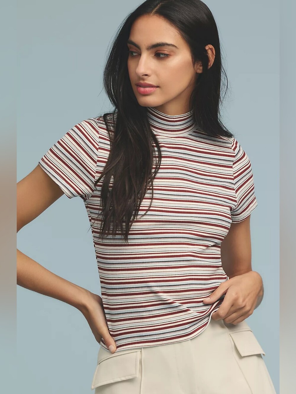 Maeve by Anthropologie Mock Neck Baby Tee